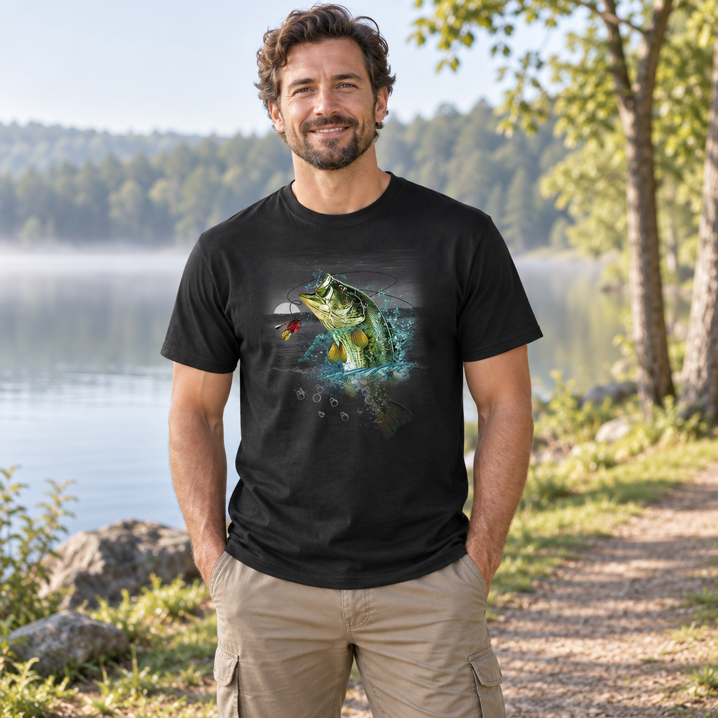 Bass Wilderness — Black T-Shirt — lifestyle hero