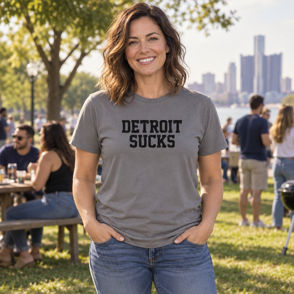 Detroit Sucks — Charcoal T-Shirt — lifestyle alt