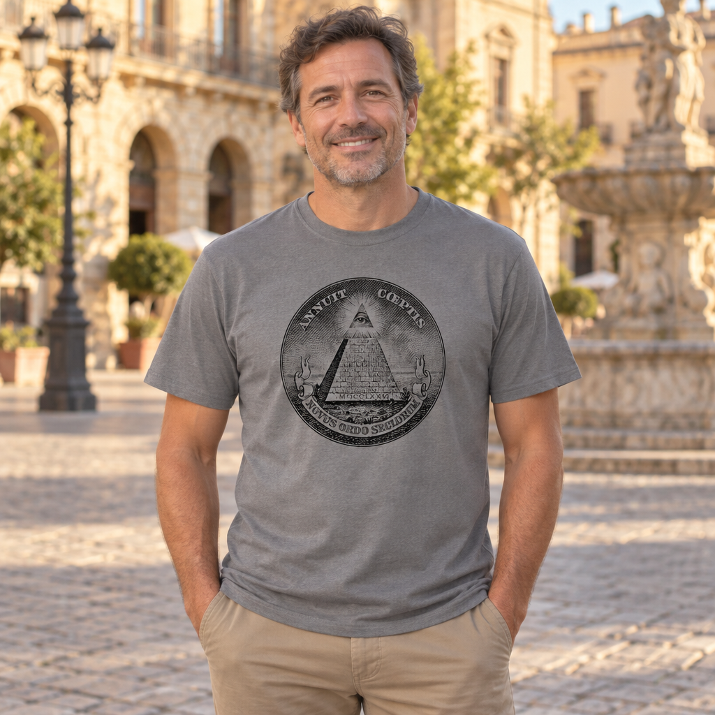 Annuit Coeptis Pyramid Eye — Charcoal T-Shirt — lifestyle alt