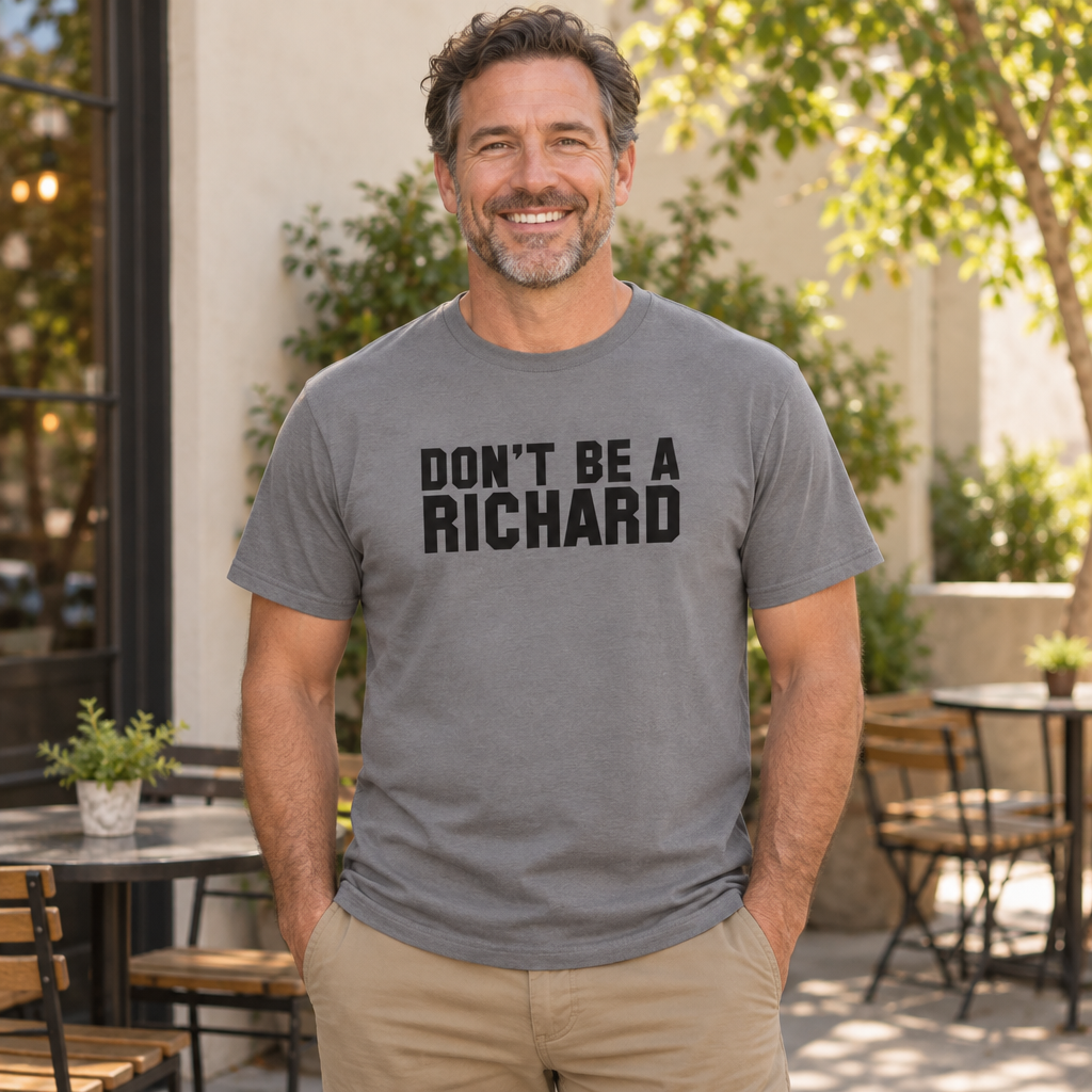 Don't Be a Richard — Charcoal T-Shirt — lifestyle alt