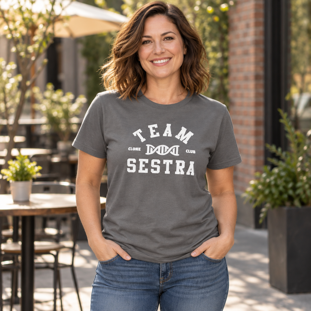Team Sestra Clone Club — Charcoal T-Shirt — lifestyle alt