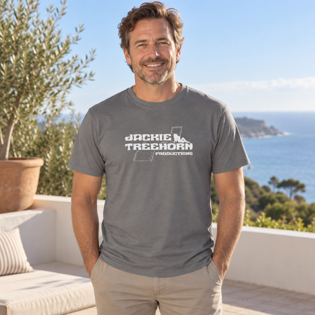 Jackie Treehorn Productions — Charcoal T-Shirt — lifestyle alt