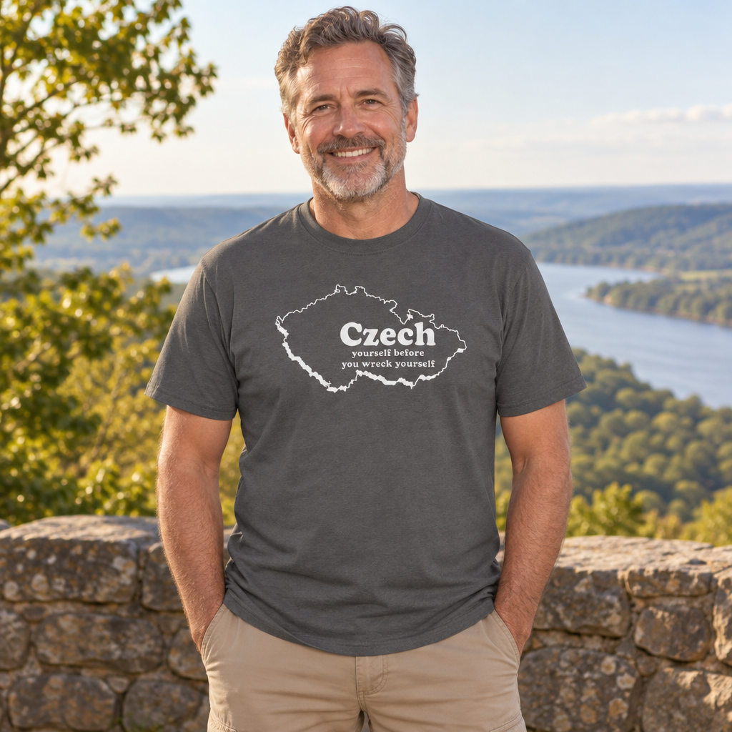 Czech Yourself Before You Wreck Yourself — Charcoal T-Shirt — lifestyle alt