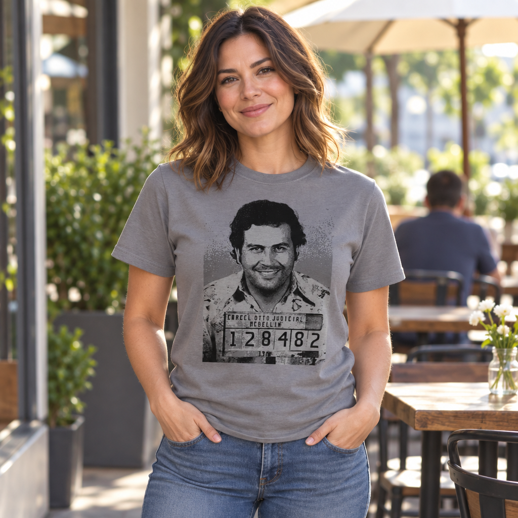Pablo Escobar Portrait — Charcoal T-Shirt — lifestyle alt