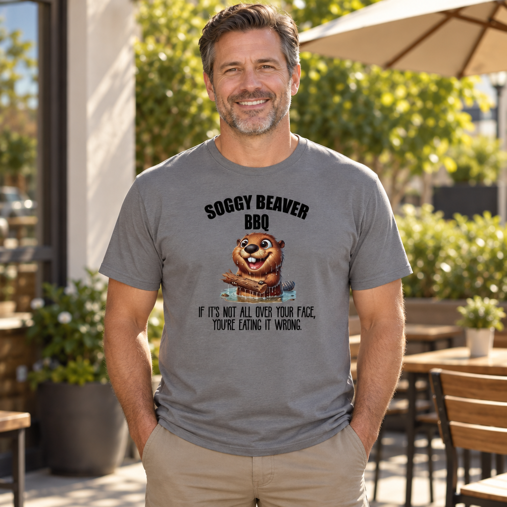 Soggy Beaver BBQ — Charcoal T-Shirt — lifestyle alt