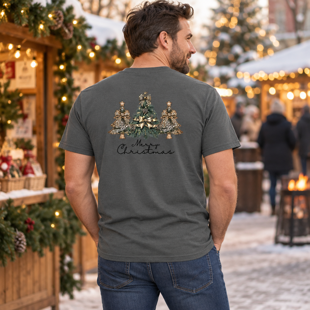 Merry Christmas Trees — Charcoal T-Shirt — lifestyle alt