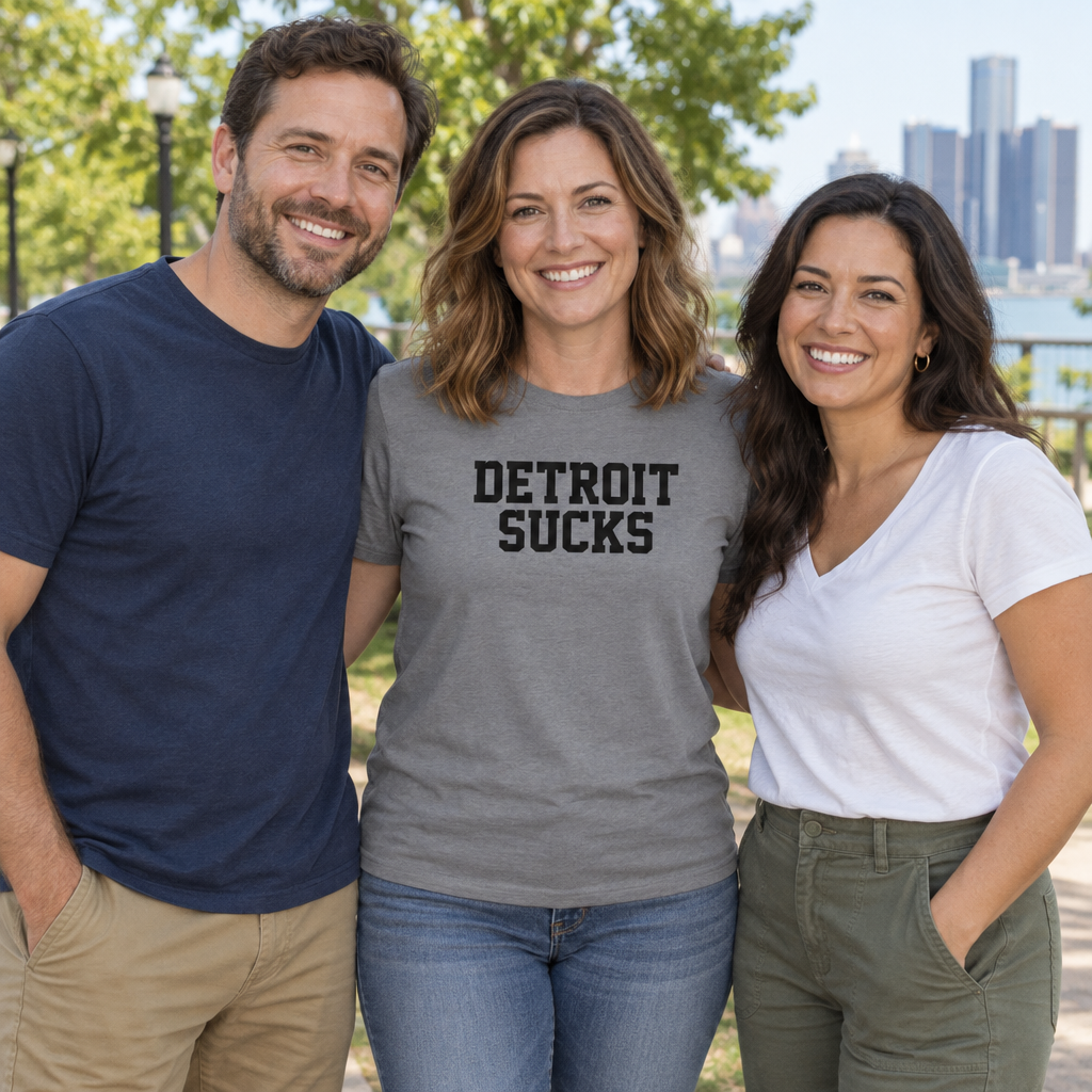 Detroit Sucks — Charcoal T-Shirt — lifestyle group
