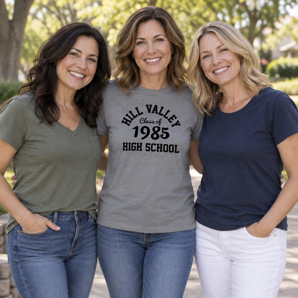 Hill Valley Class of 1985 — Charcoal T-Shirt — lifestyle group