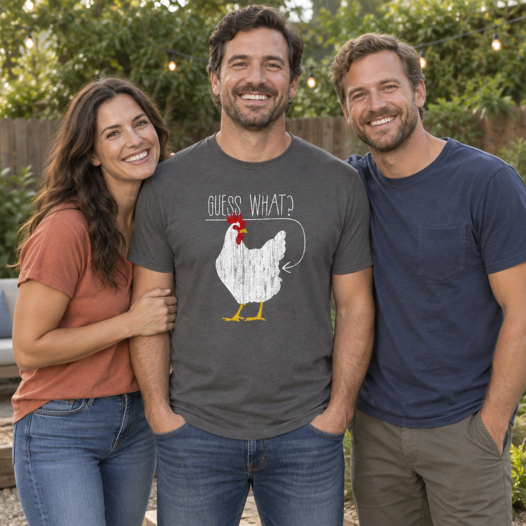 Guess What Chicken Butt — Charcoal T-Shirt — lifestyle group