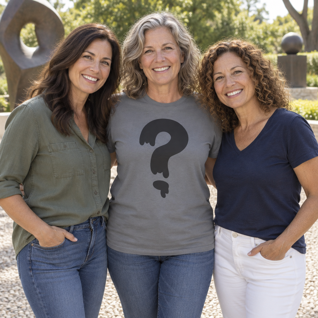 Dripping Question Mark — Charcoal T-Shirt — lifestyle group