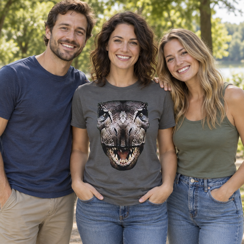 T-Rex Head — Charcoal T-Shirt — lifestyle group