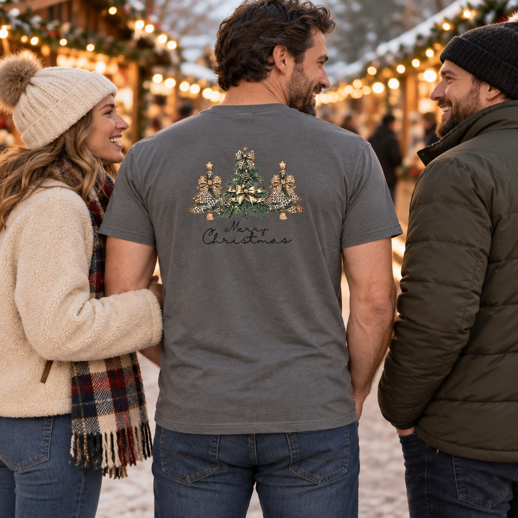 Merry Christmas Trees — Charcoal T-Shirt — lifestyle group