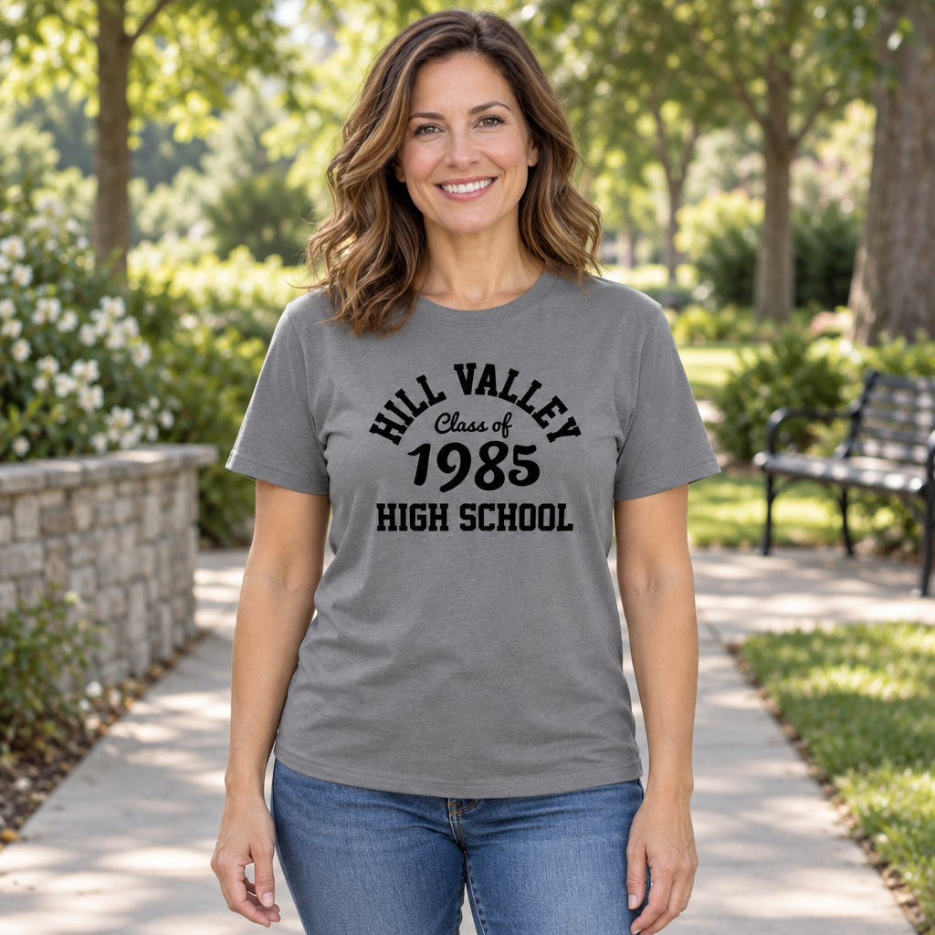 Hill Valley Class of 1985 — Charcoal T-Shirt — lifestyle hero