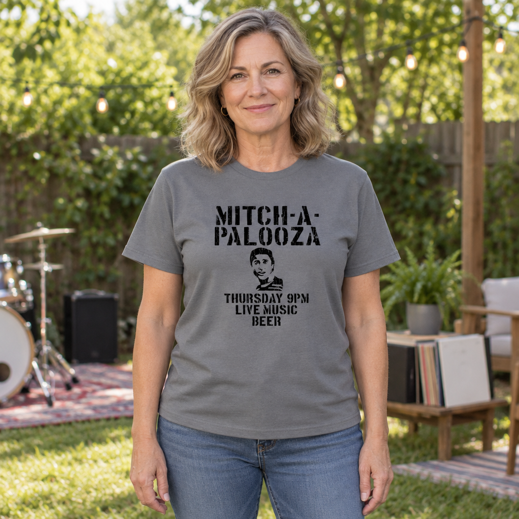 Mitch-a-Palooza — Charcoal T-Shirt — lifestyle hero