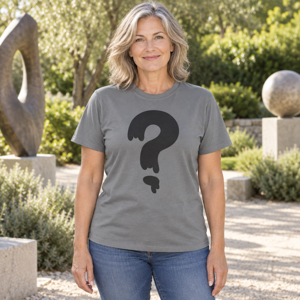 Dripping Question Mark — Charcoal T-Shirt — lifestyle hero