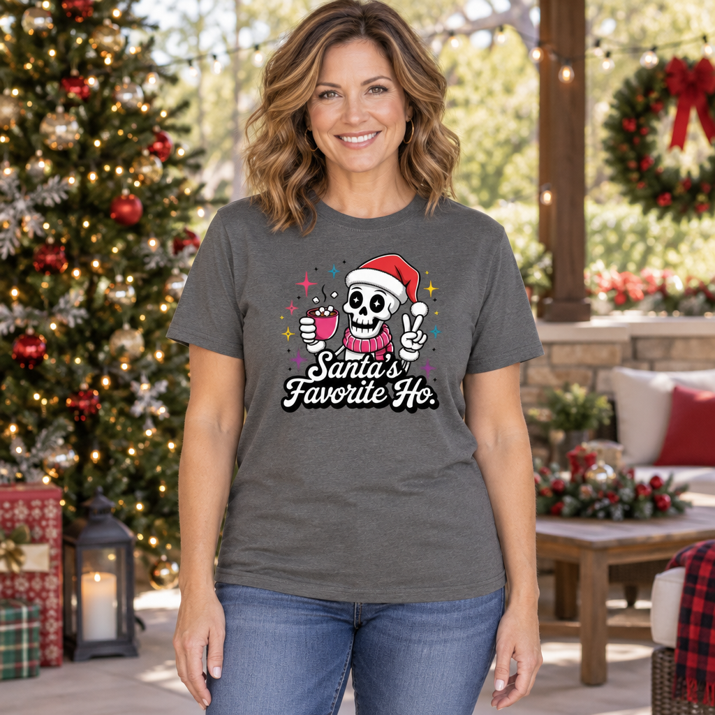 Santa's Favorite Ho — Charcoal T-Shirt — lifestyle hero