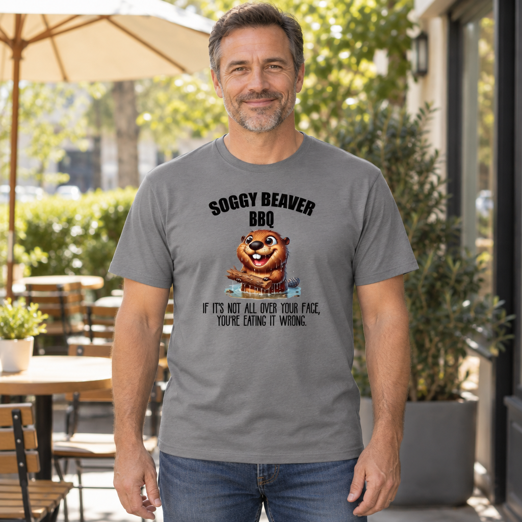 Soggy Beaver BBQ — Charcoal T-Shirt — lifestyle hero