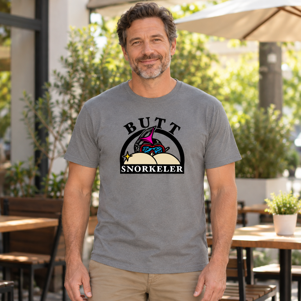 Butt Snorkeler Funny Adult Humor — Charcoal T-Shirt — lifestyle hero