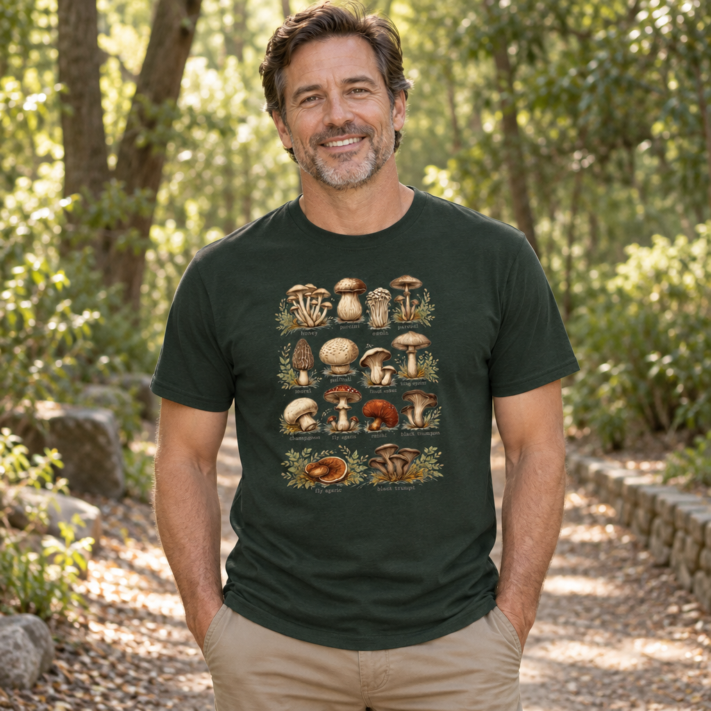 Mushroom Forager — Forest Green T-Shirt — lifestyle alt