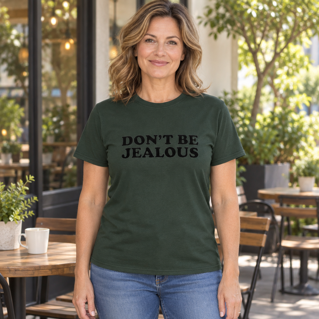 Don't Be Jealous — Forest Green T-Shirt — lifestyle hero