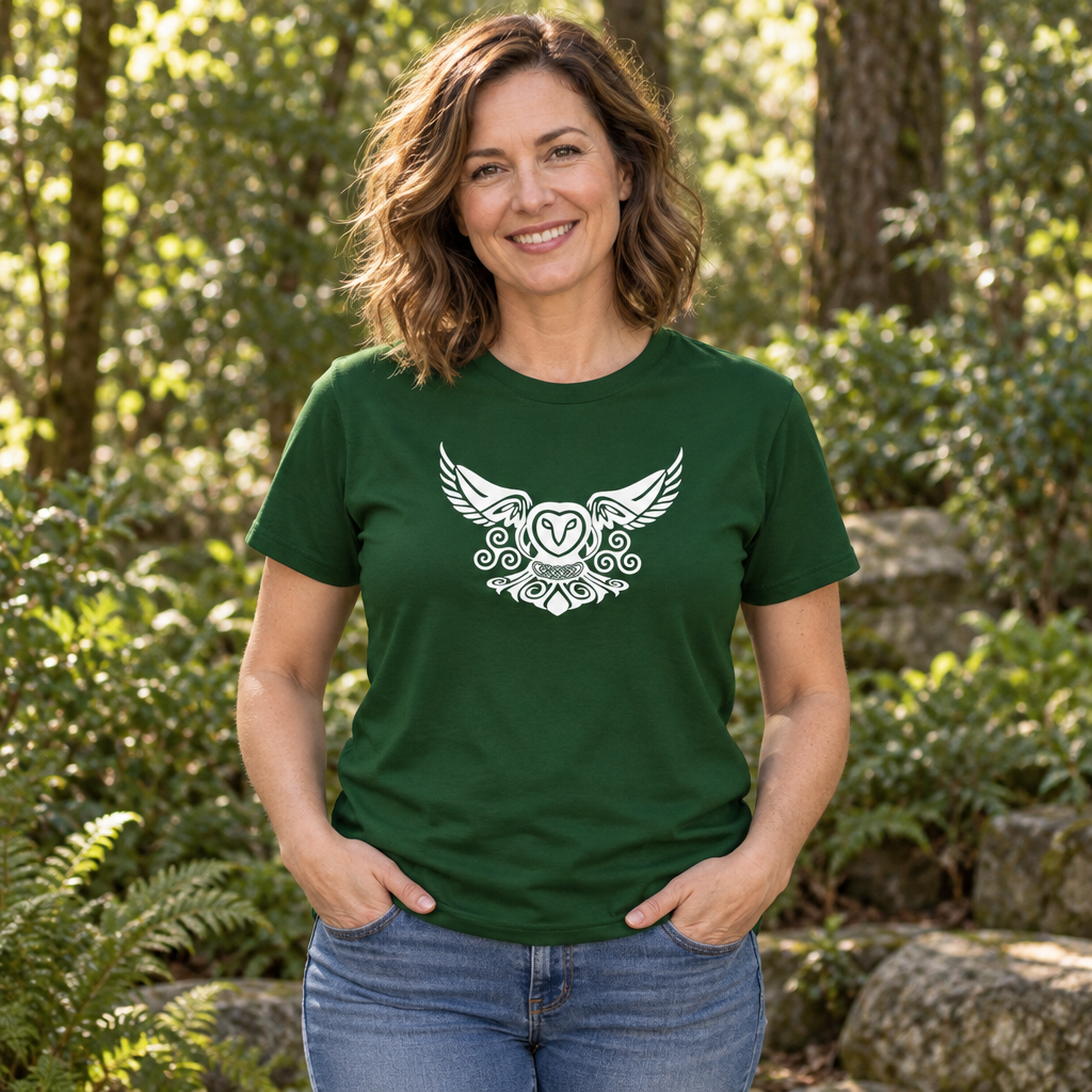 Celtic Owl — Forest Green T-Shirt — lifestyle alt