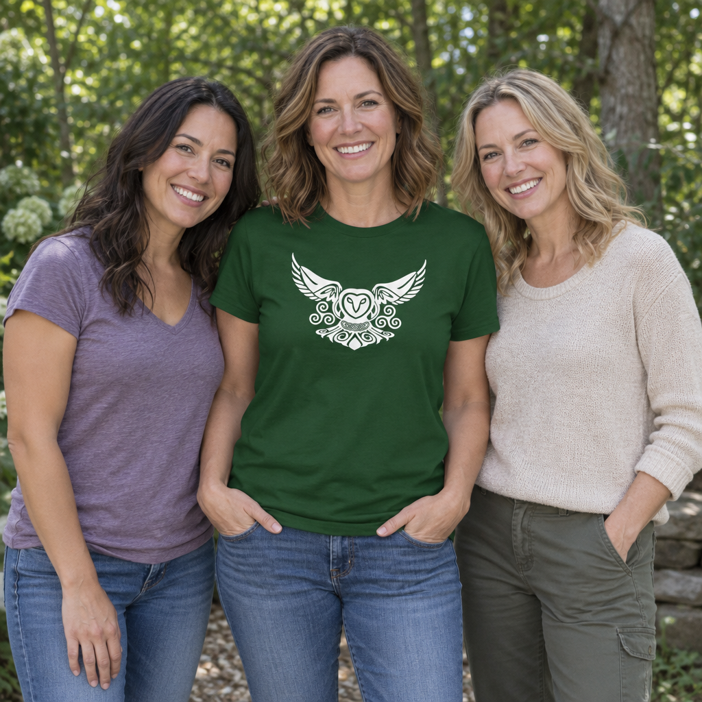 Celtic Owl — Forest Green T-Shirt — lifestyle group
