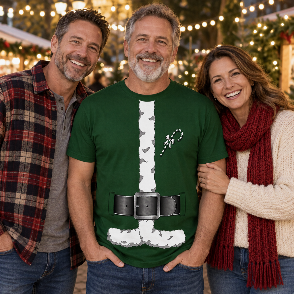 Santa Claus Suit Costume — Forest Green T-Shirt — lifestyle group