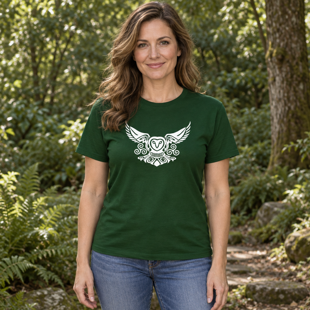 Celtic Owl — Forest Green T-Shirt — lifestyle hero