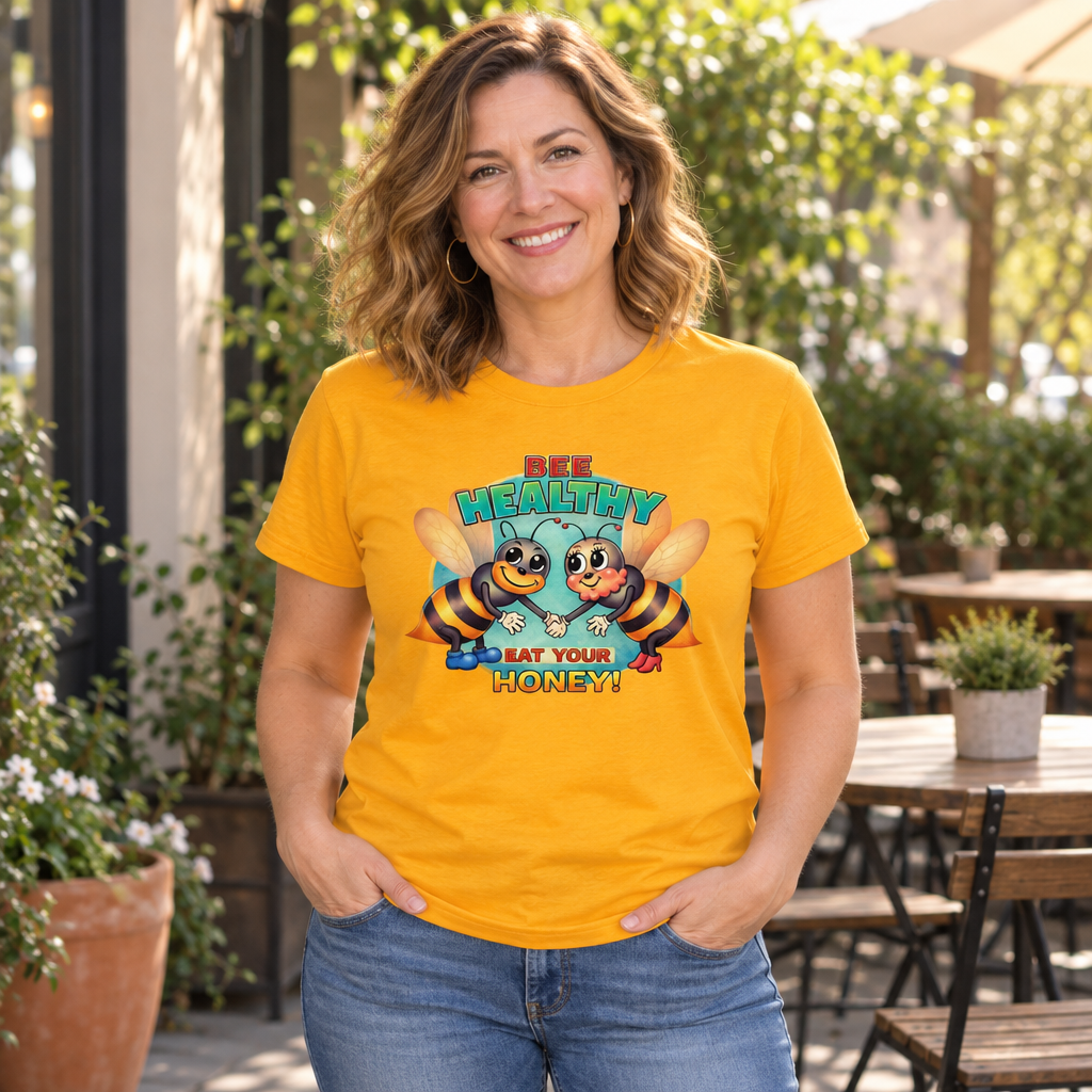 Bee Healthy Eat Your Honey — Gold T-Shirt — lifestyle alt