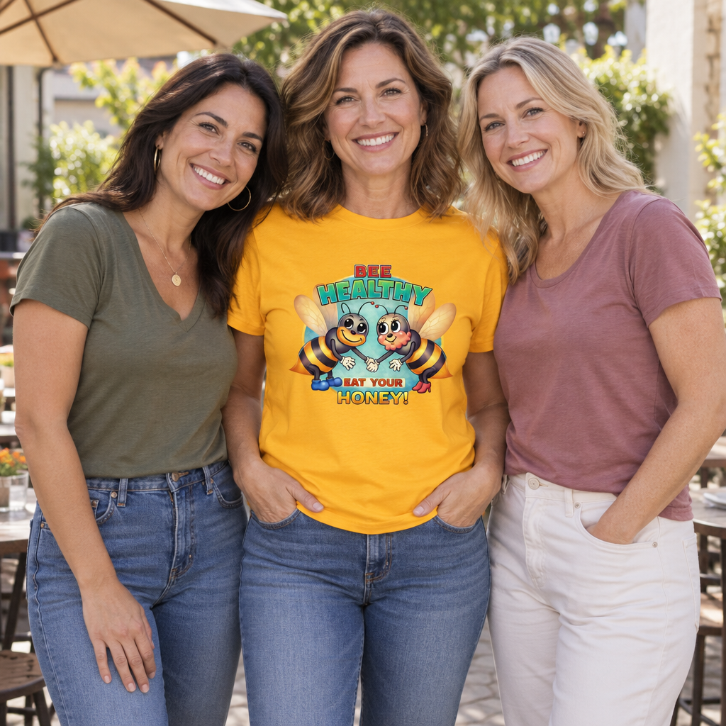 Bee Healthy Eat Your Honey — Gold T-Shirt — lifestyle group