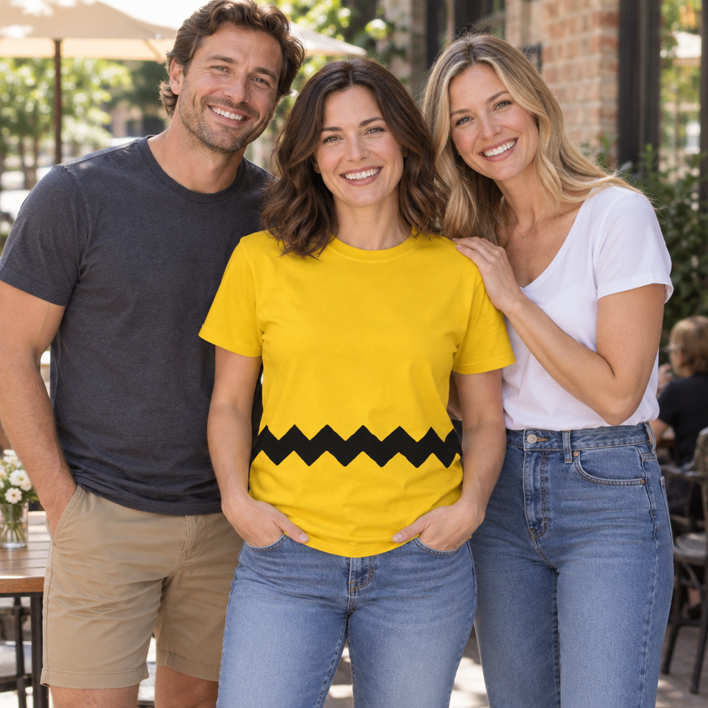 Black Zigzag Stripe — Gold T-Shirt — lifestyle group
