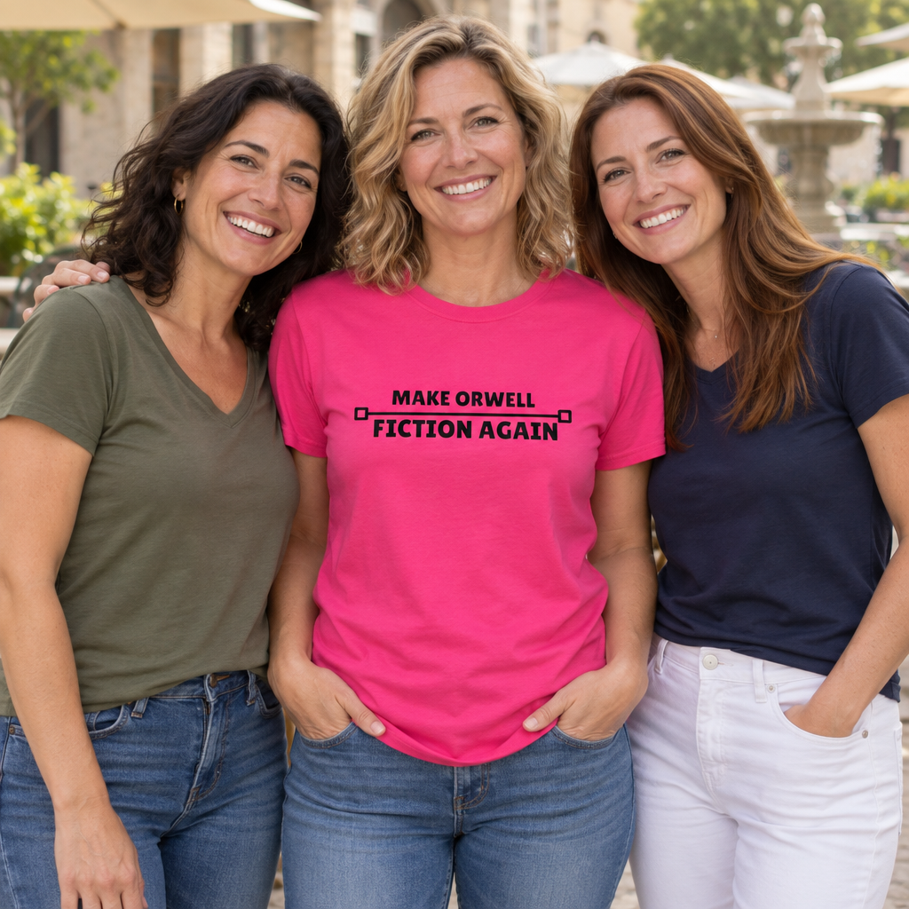 Make Orwell Fiction Again — Heliconia T-Shirt — lifestyle group
