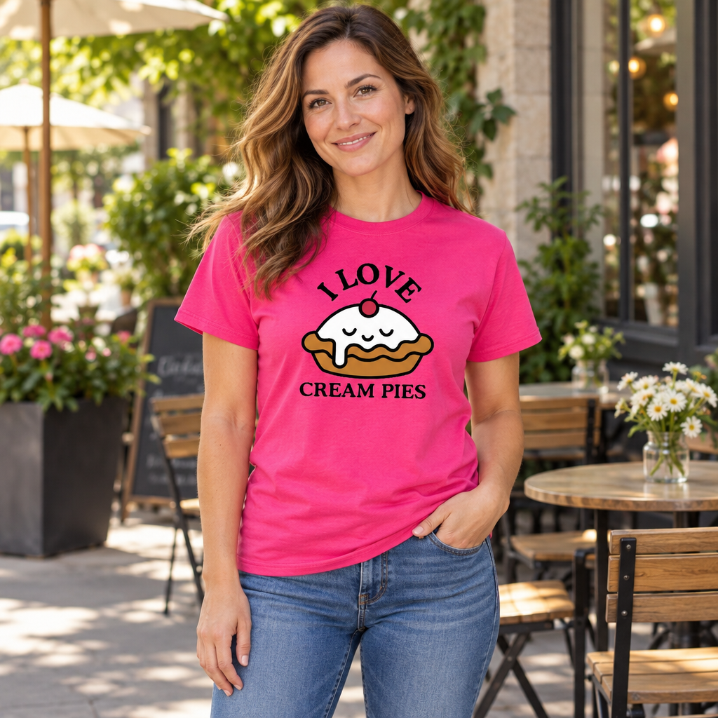 I Love Cream Pies — Heliconia T-Shirt — lifestyle hero
