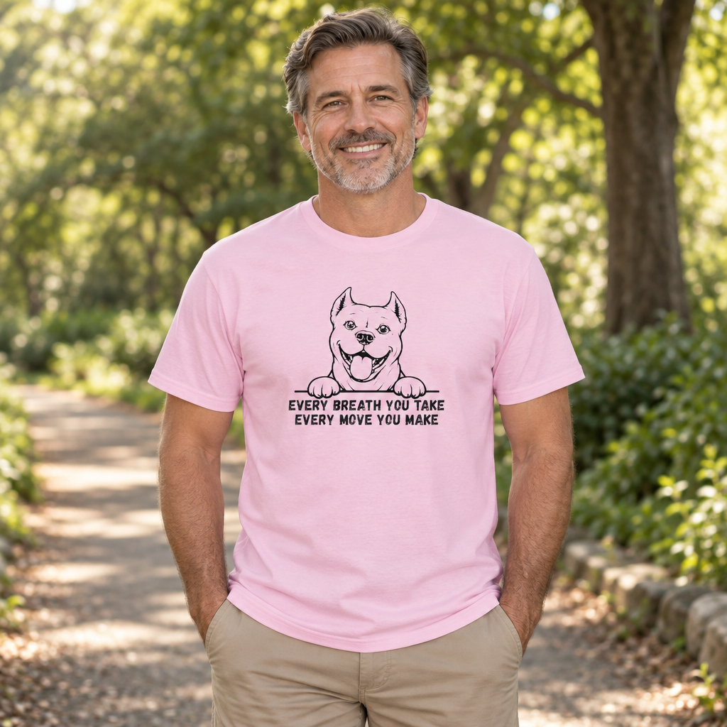 Funny Pitbull Dog — Light Pink T-Shirt — lifestyle alt