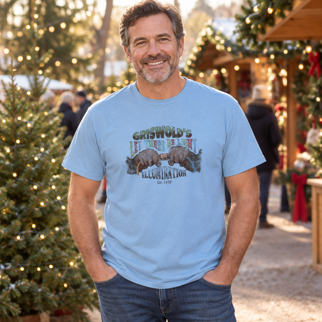 Griswold's Illumination Est. 1989 Funny Christmas — Light Blue T-Shirt — lifestyle alt