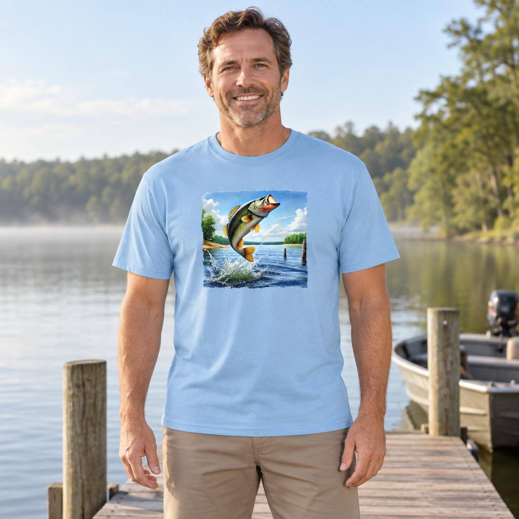 Smallmouth Bass — Light Blue T-Shirt — lifestyle hero