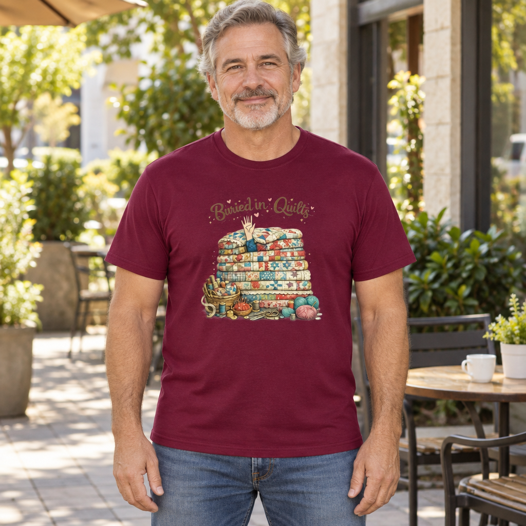 Quilting — Maroon T-Shirt — lifestyle hero