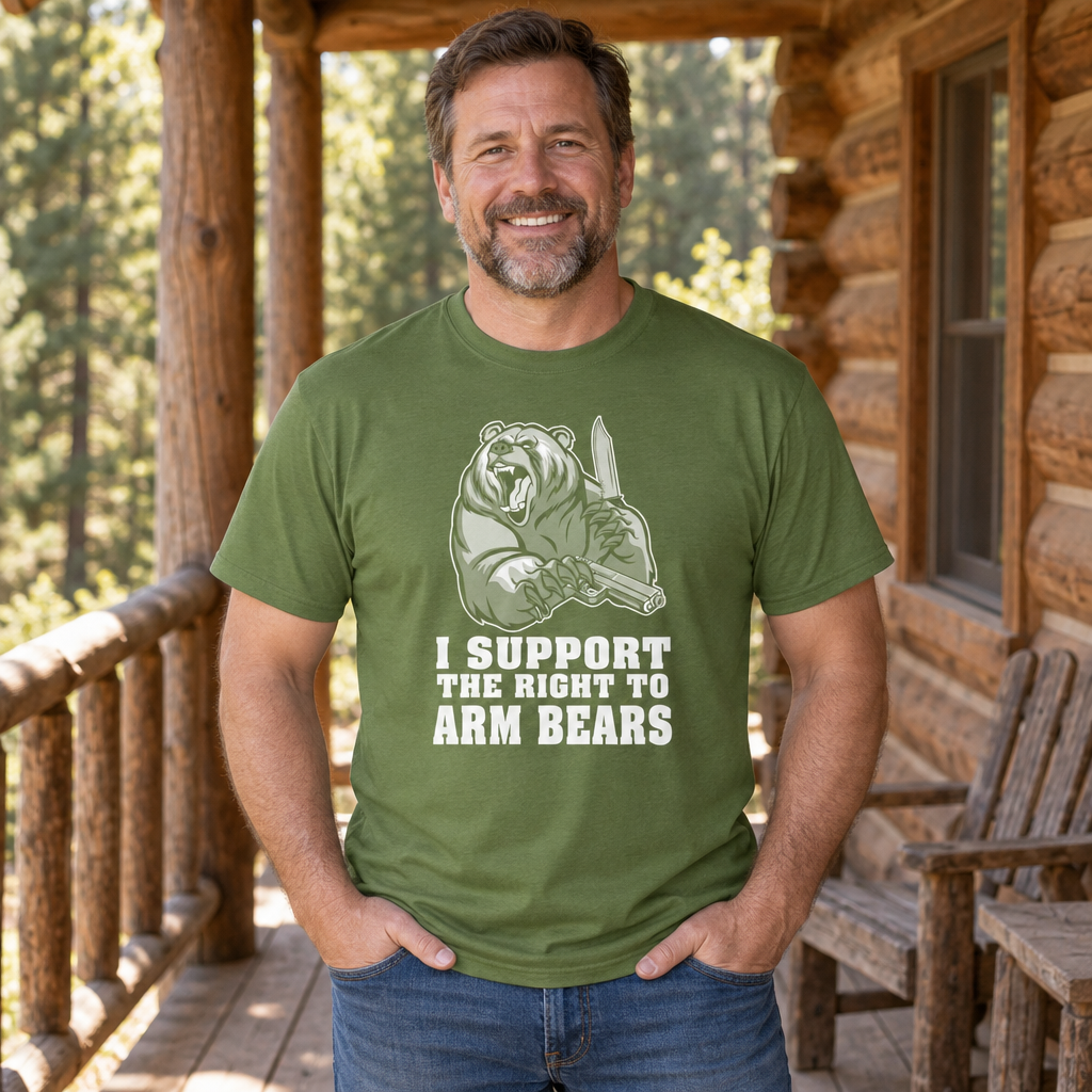 Support the Right to Arm Bears — Military Green T-Shirt — lifestyle alt