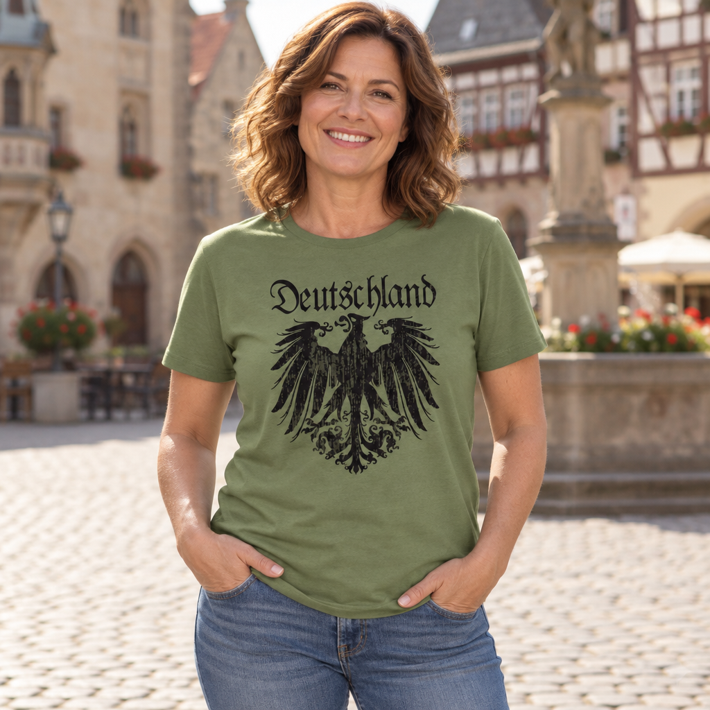 Deutschland Double-Headed Eagle — Military Green T-Shirt — lifestyle alt
