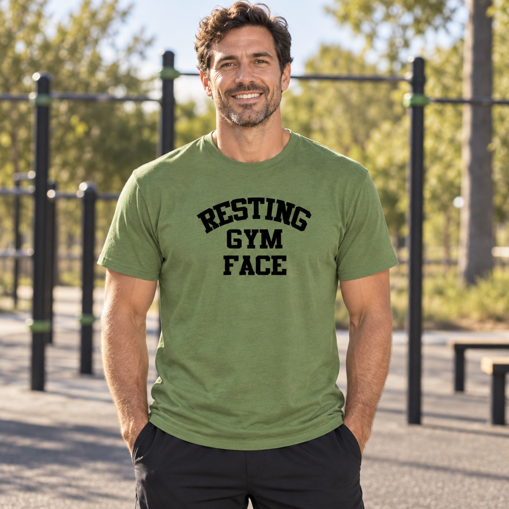 Resting Gym Face — Military Green T-Shirt — lifestyle alt