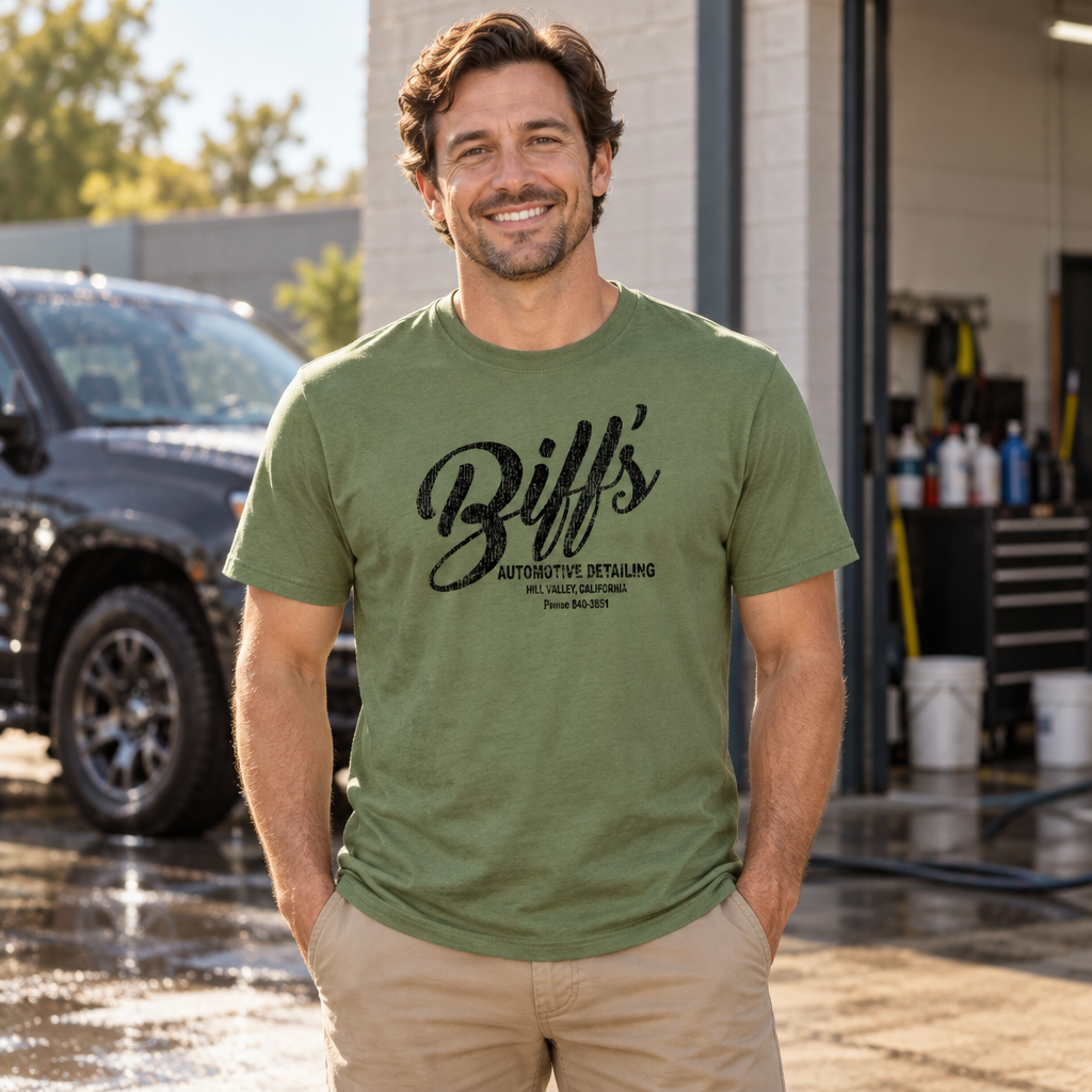 Biff's Automotive Detailing — Military Green T-Shirt — lifestyle alt