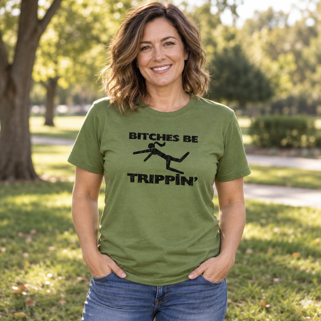 Bitches Be Trippin — Military Green T-Shirt — lifestyle alt