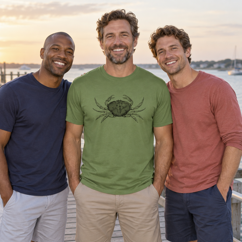 Crab Illustration — Military Green T-Shirt — lifestyle group
