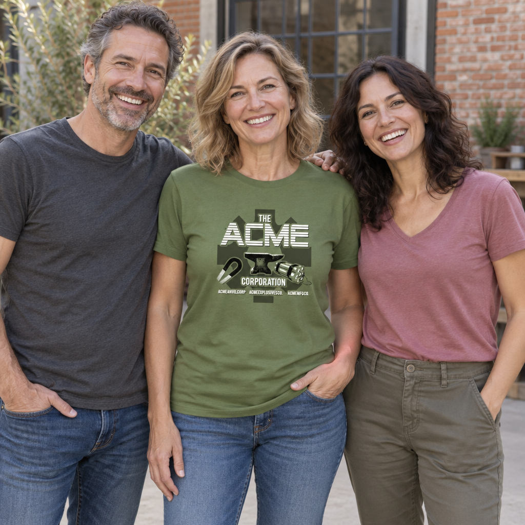 The Acme Corporation — Military Green T-Shirt — lifestyle group