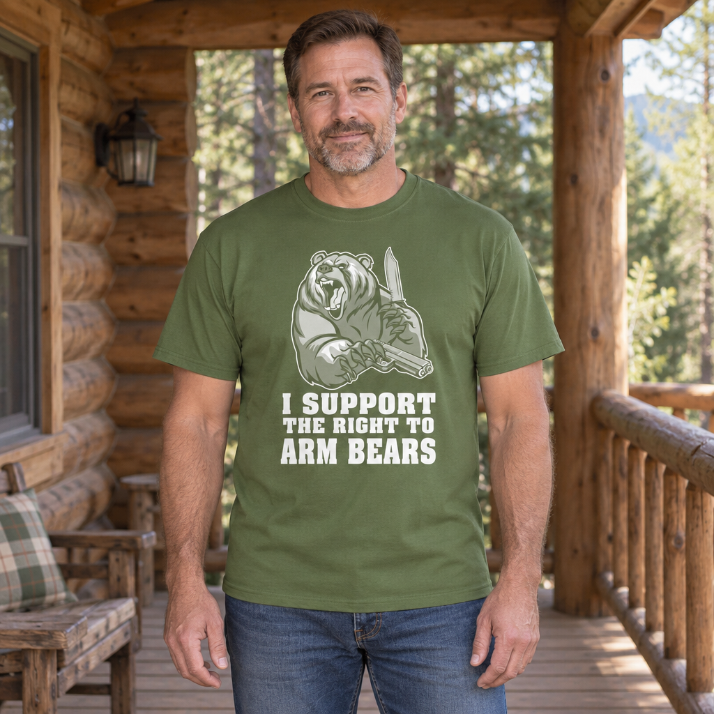 Support the Right to Arm Bears — Military Green T-Shirt — lifestyle hero