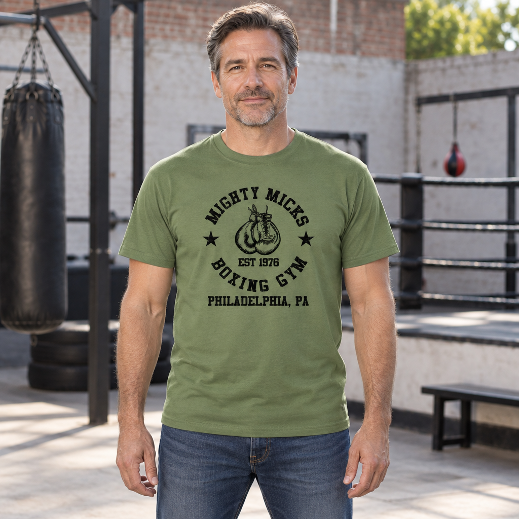 Mighty Mick's Boxing Gym — Military Green T-Shirt — lifestyle hero