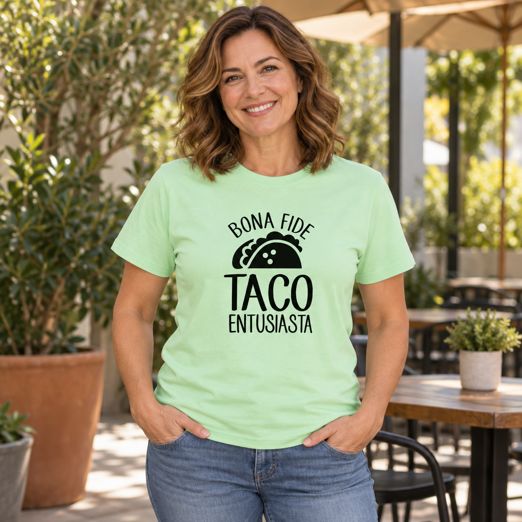 Bona Fide Taco Enthusiast — Mint Green T-Shirt — lifestyle alt