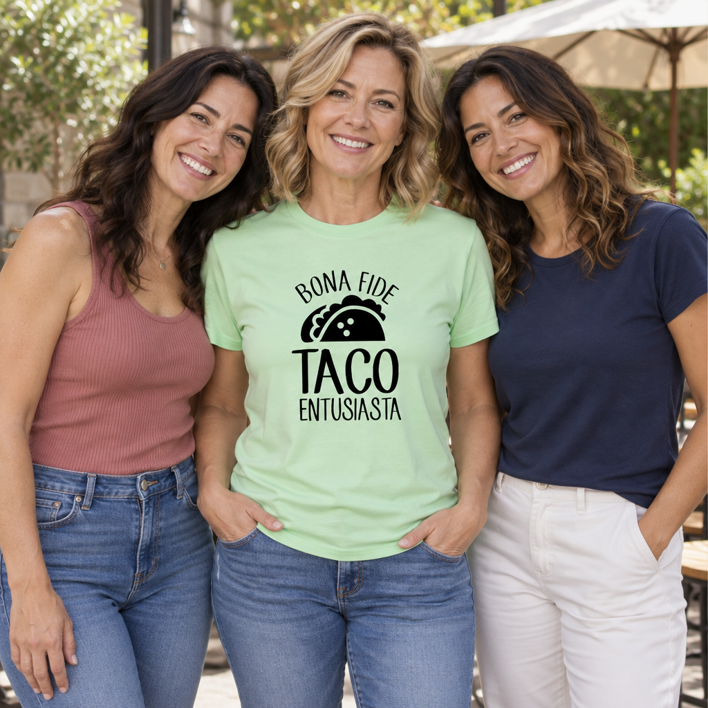 Bona Fide Taco Enthusiast — Mint Green T-Shirt — lifestyle group