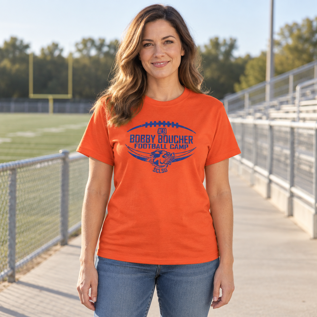 Bobby Boucher Football Camp — Orange T-Shirt — lifestyle hero