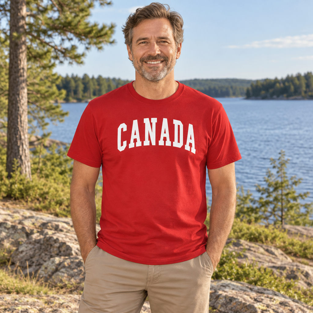 Canada Collegiate Lettering — Red T-Shirt — lifestyle alt